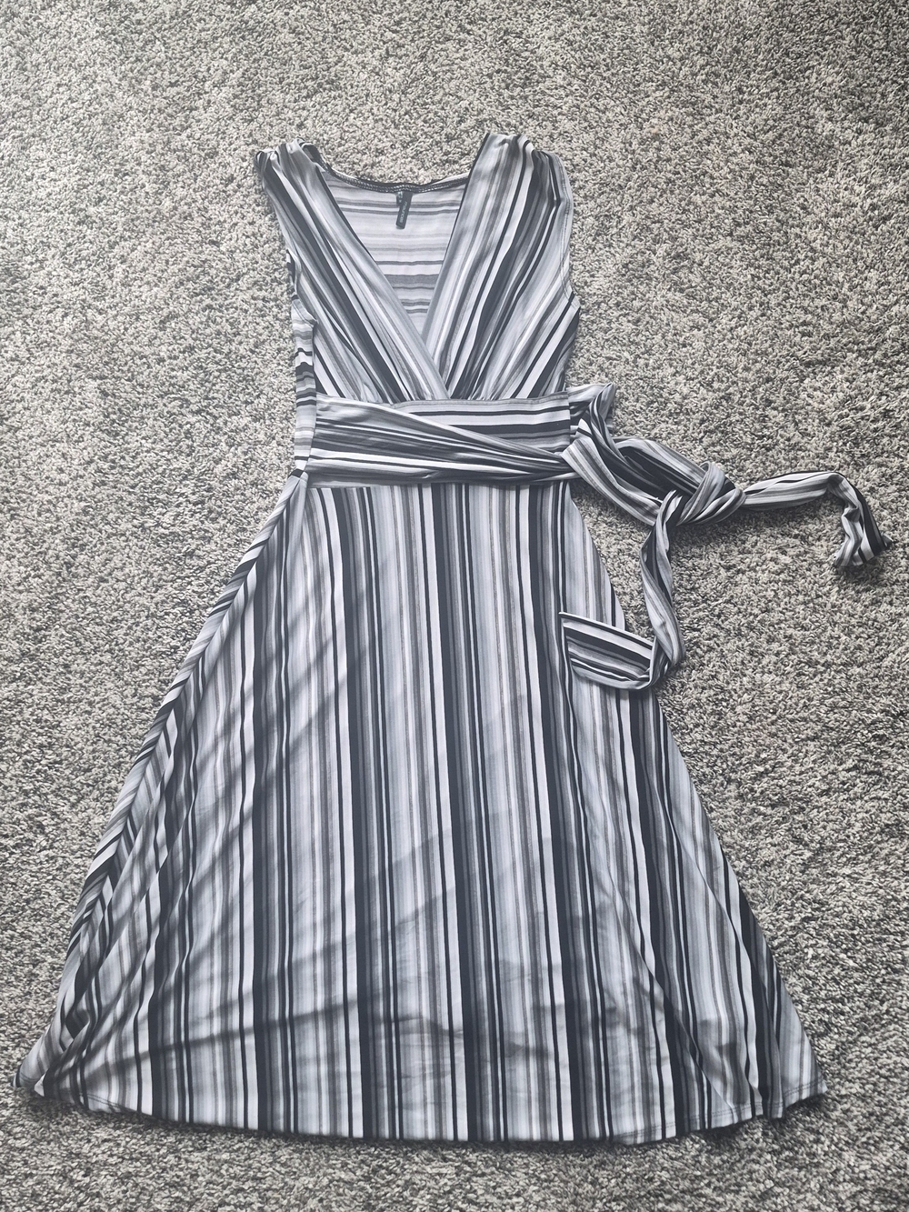 Maurices Black and White Striped Wrap Dress